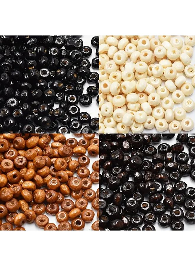 500 قطعة من الخرز الخشبي الأسود الطبيعي مقاس 4 مم لصنع الأساور والقلائد والمجوهرات DIY - Image 1